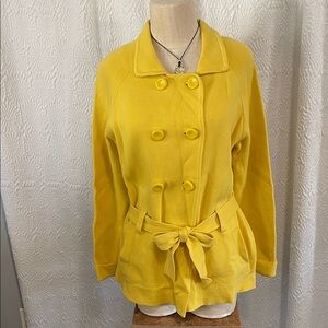 Ann Taylor Yellow Pea Coat with Tie Waist
